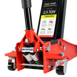 2.5 Ton Low Profile Floor Jack Steel Racing with Dual Pistons Quick Lift Pump Lifting Range 3.5" - 19.5" - Fab Heavy Parts