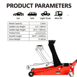 2.5 Ton Low Profile Floor Jack Steel Racing with Dual Pistons Quick Lift Pump Lifting Range 3.5" - 19.5" - Fab Heavy Parts