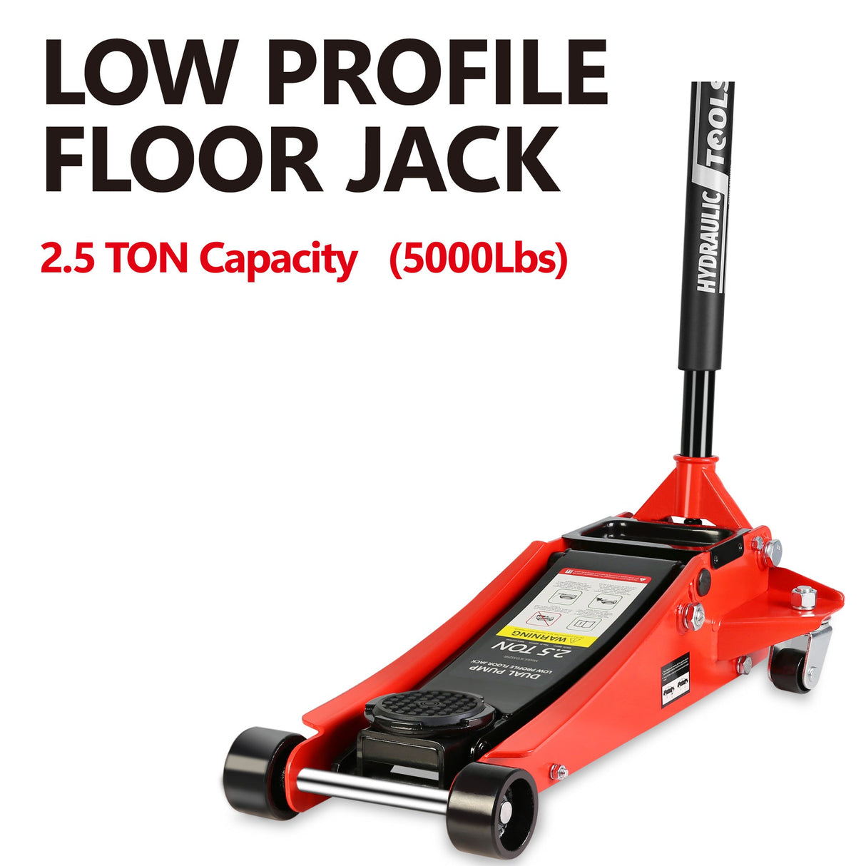 2.5 Ton Low Profile Floor Jack Steel Racing with Dual Pistons Quick Lift Pump Lifting Range 3.5" - 19.5" - Fab Heavy Parts