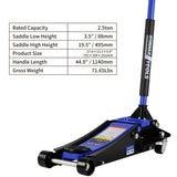 2.5 Ton Low Profile Steel Racing Hydraulic Floor Jack with Dual Pistons Quick Lift Pump Lifting range 3.5" - 19.5" - Fab Heavy Parts