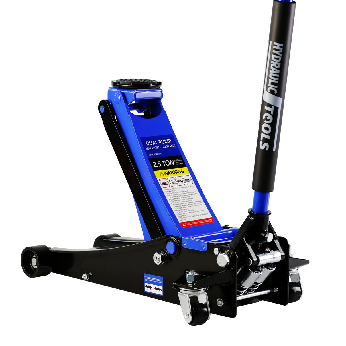 2.5 Ton Low Profile Steel Racing Hydraulic Floor Jack with Dual Pistons Quick Lift Pump Lifting range 3.5" - 19.5" - Fab Heavy Parts
