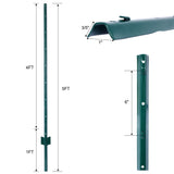 5Feet 5Pack Heavy Duty Metal Fence Post with U-Channel Steel U-Post for Holding Garden Wire Corner Anchor--Green