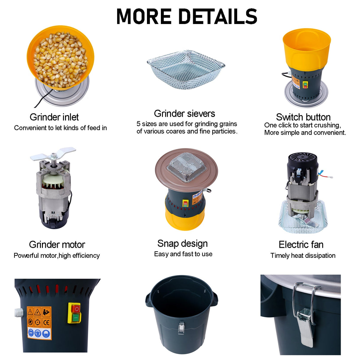 25L Grain Mill Grinder Electric Corn Grinder with 5 Grinder Sieves + 1 Wrench - Fab Heavy Parts