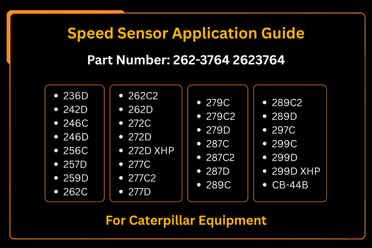 262 - 3764 Speed Sensor 2623764 Fits for Caterpillar CAT Skid Steer Loader CB7 CB8 - Fab Heavy Parts