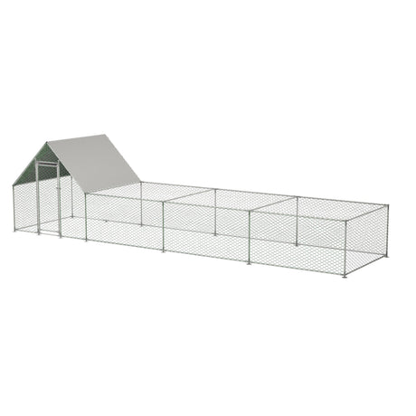 26'Lx6.7'Wx6.6' ft Large Metal Walk - in Chicken Coop Galvanized Wire with Waterproof and Anti - Ultraviolet Cover - Fab Heavy Parts