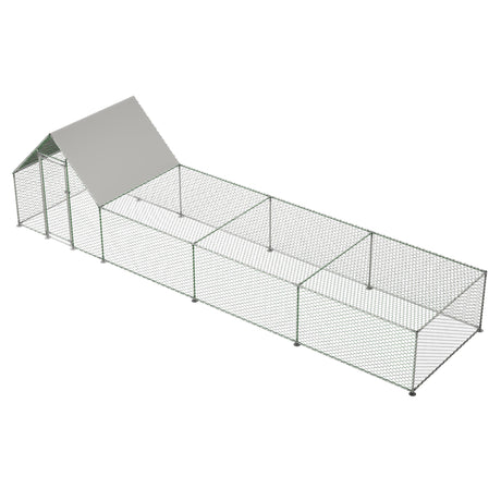 26'Lx6.7'Wx6.6' ft Large Metal Walk - in Chicken Coop Galvanized Wire with Waterproof and Anti - Ultraviolet Cover - Fab Heavy Parts