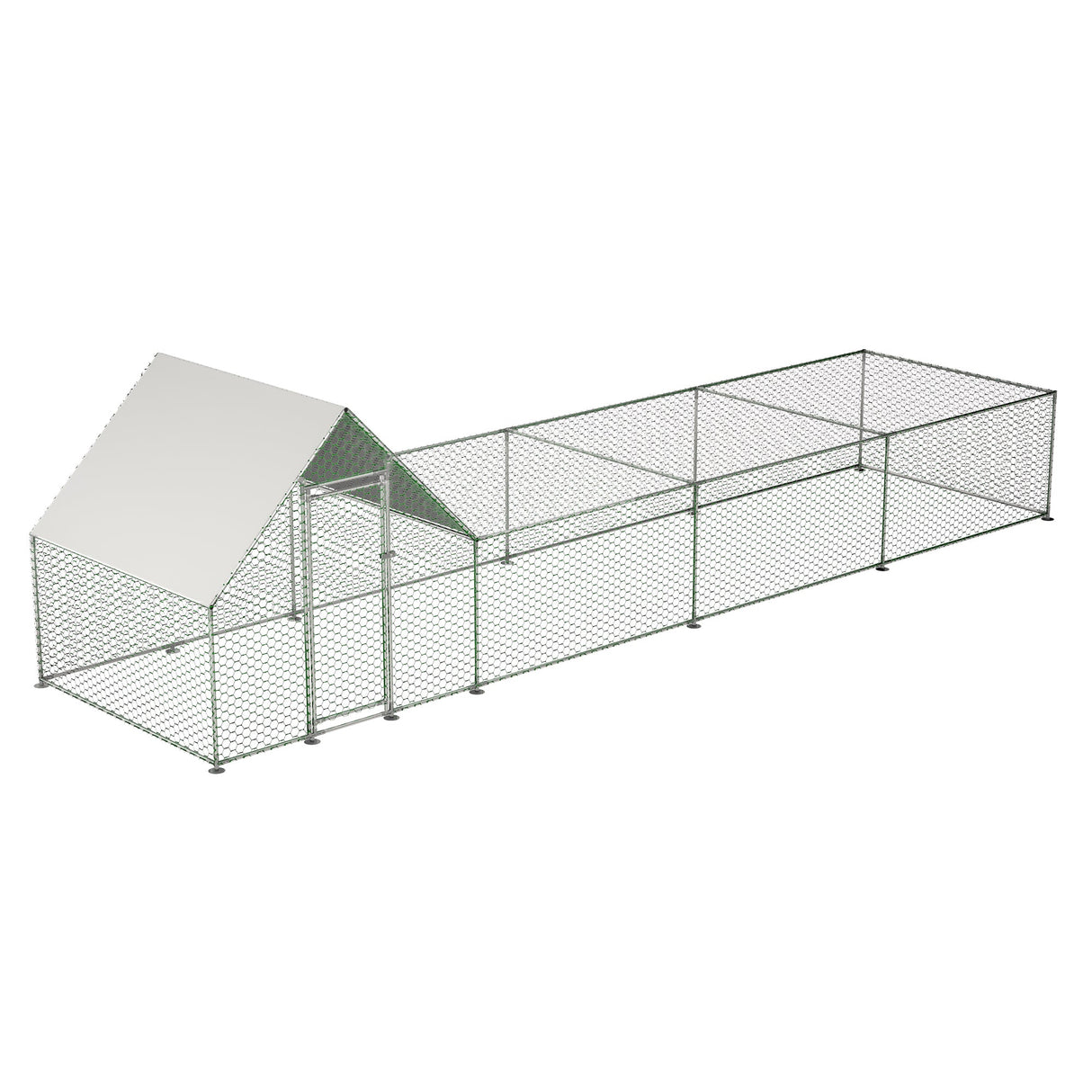 26'Lx6.7'Wx6.6' ft Large Metal Walk - in Chicken Coop Galvanized Wire with Waterproof and Anti - Ultraviolet Cover - Fab Heavy Parts