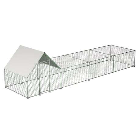26'Lx6.7'Wx6.6' ft Large Metal Walk - in Chicken Coop Galvanized Wire with Waterproof and Anti - Ultraviolet Cover - Fab Heavy Parts