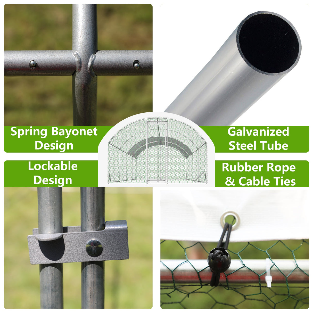 26'x9'x6' Large Metal Walk - in Chicken Coop with Waterproof Cover - Fab Heavy Parts