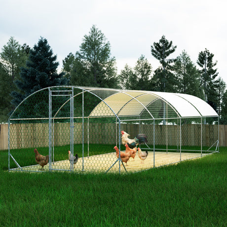 26'x9'x6' Large Metal Walk - in Chicken Coop with Waterproof Cover - Fab Heavy Parts