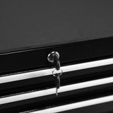 7引き出しポータブルローリングツールチェストボックス - ブラック