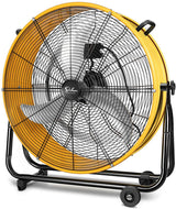 3 Speed Circulation Drum Fan 24 Inch High Velocity Air Movement Heavy Duty Metal--Yellow