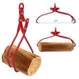 28in 3 Claw Log Grapple for Logging Tongs Eagle Claws Design - Red - Fab Heavy Parts