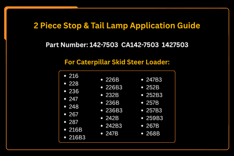 Tope de 2 piezas & Lámpara trasera 142-7503 1427503 Compatible con Caterpillar CAT 216 228 236 247 248 267 287 216B 226B 232B 236B 242B 247B 252B 257B 267B 268B