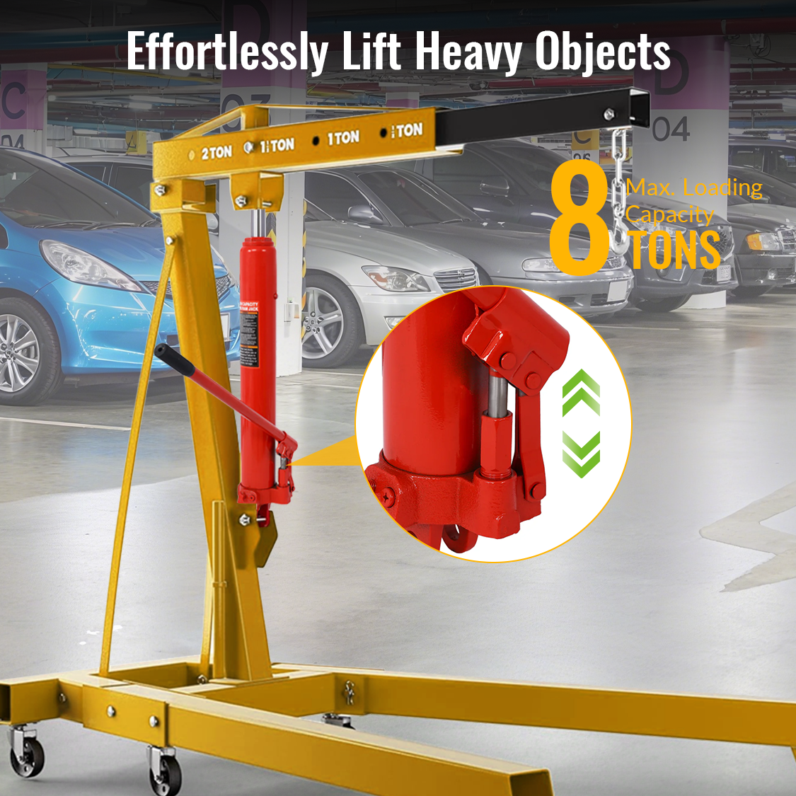 8 Ton Hydraulic Long Ram Jack with Single Piston Pump and Clevis Base--Red