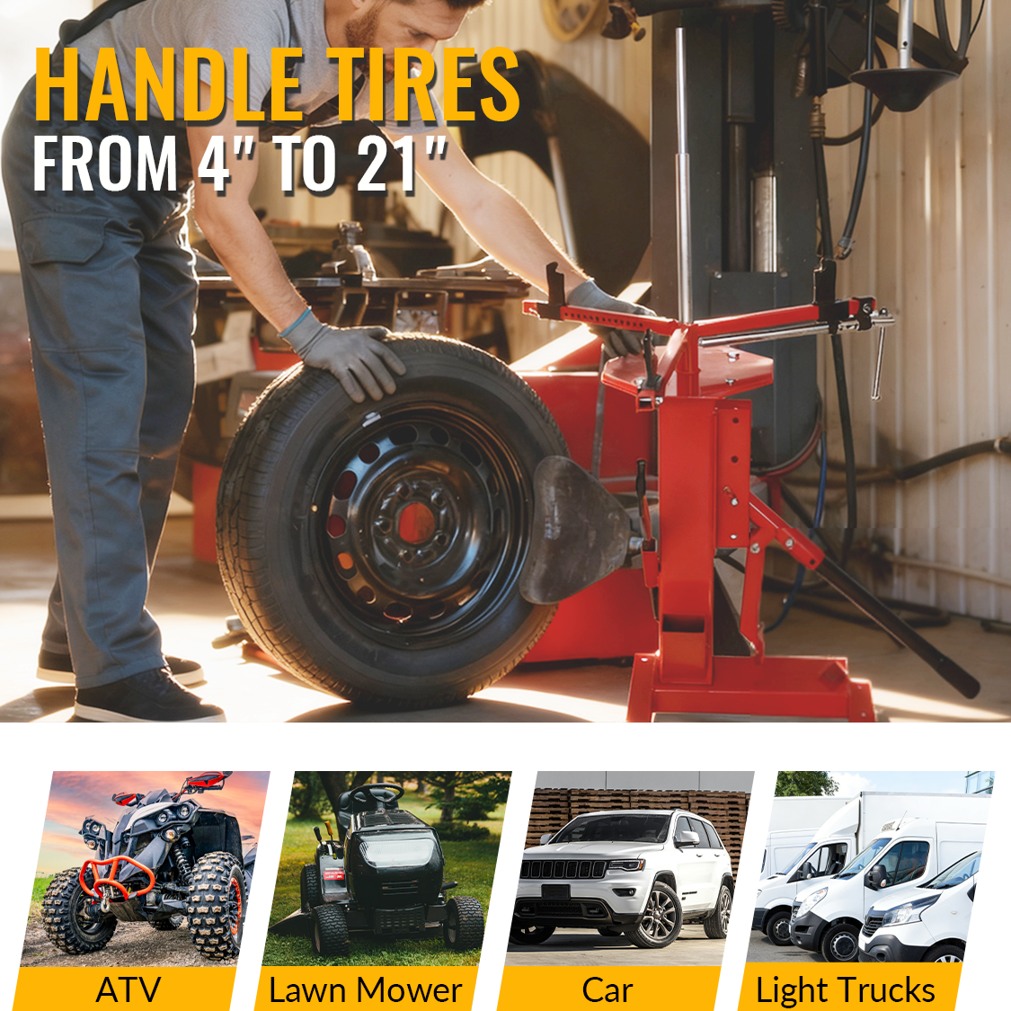 Multi Manual Tire Changer Portable Hand Tool Bead Breaker Changer 4" to 21"