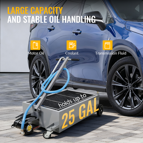 25 Gallon Low Profile Oil Drainer Oil Drain Pan with Electric Pump