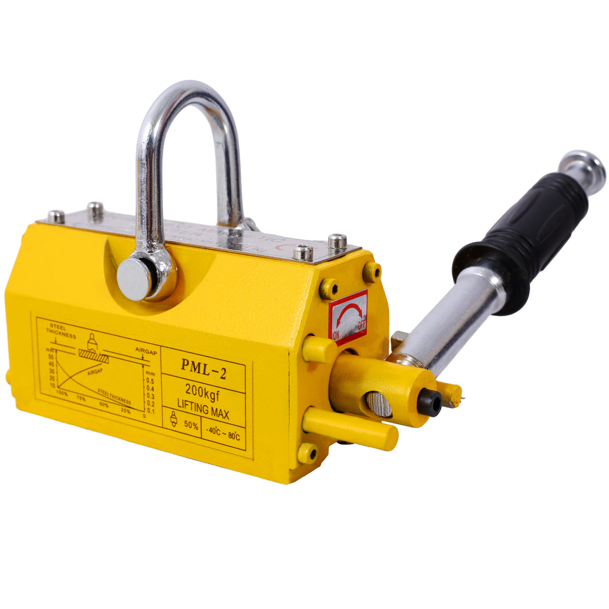 Permanent Magnetic Lifting with Release 440lbs/200kg Heavy Duty Magnet 2.5 Safety Factor Neodymium & Steel