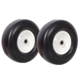 2PCS 13x5.00 - 6" Flat Free Lawn Mower Tires Smooth Tread 3/4" Bearing 3" Central Hub 500 LB Capacity per pc. - Fab Heavy Parts