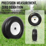 2PCS 13x5.00 - 6" Flat Free Lawn Mower Tires Smooth Tread 3/4" Bearing 3" Central Hub 500 LB Capacity per pc. - Fab Heavy Parts
