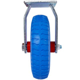 2PCS 8IN Flat Free Rigrid - Caster Wheel Steel Hub with Ball Bearings 5/8 - Inch Bore Centered Axle Blue - Fab Heavy Parts