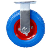 2PCS 8IN Flat Free Rigrid - Caster Wheel Steel Hub with Ball Bearings 5/8 - Inch Bore Centered Axle Blue - Fab Heavy Parts