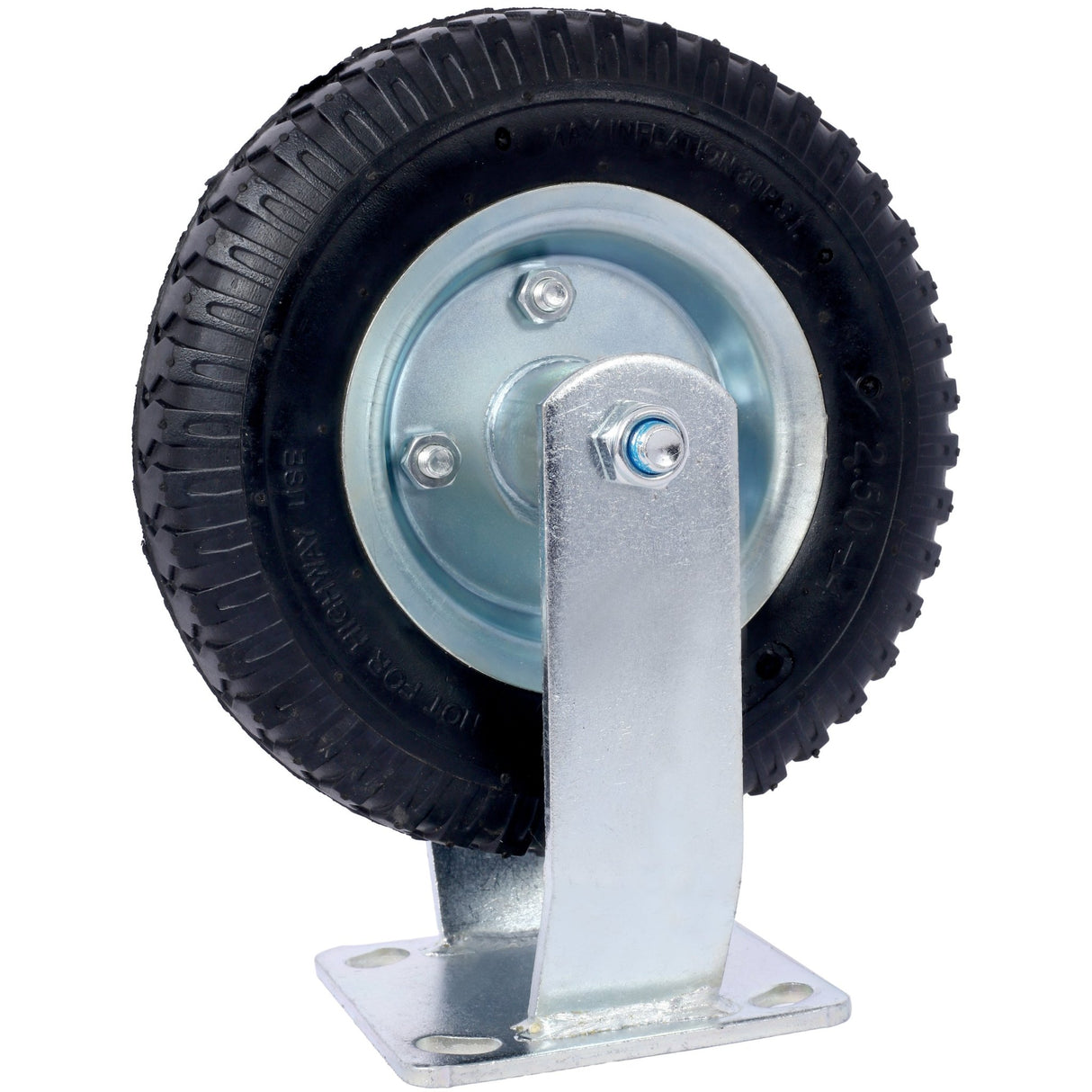 2PCS 8IN Pneumatic Tire Rigrid Caster Wheel Swivel Plate Steel Hub with Ball Bearings 5/8 - Inch Bore Centered Axle Black - Fab Heavy Parts