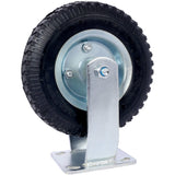 2PCS 8IN Pneumatic Tire Rigrid Caster Wheel Swivel Plate Steel Hub with Ball Bearings 5/8 - Inch Bore Centered Axle Black - Fab Heavy Parts
