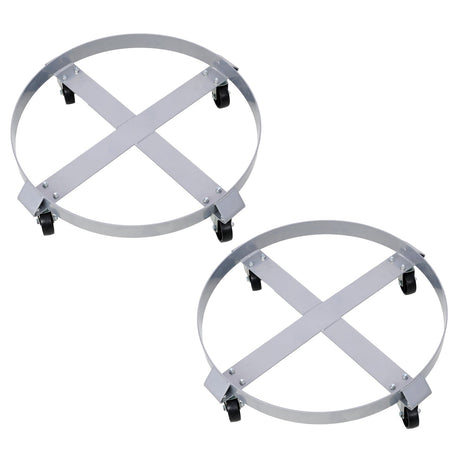 2Pcs Dolly for 55 Gallon Drums Barrel with 4 Swivel Caster Wheels Heavy Duty Steel Frame Cart with Brake - Fab Heavy Parts