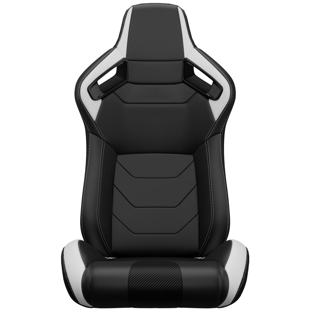 2PCS New Universal Bucket Racing Seats Black Stitch PVC Leather Reclinable Carbon Look Leather Back With Adjustor Slider(Not Including Seat Bracket) - Fab Heavy Parts