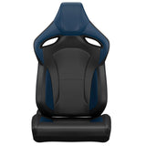 2PCS New Universal Bucket Racing Seats Blue Stitch PVC Leather Reclinable Carbon Look Leather Back With Adjustor Slider(Not Including Seat Bracket) - Fab Heavy Parts