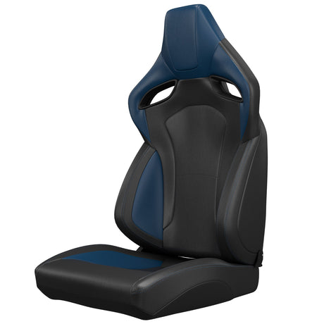 2PCS New Universal Bucket Racing Seats Blue Stitch PVC Leather Reclinable Carbon Look Leather Back With Adjustor Slider(Not Including Seat Bracket) - Fab Heavy Parts