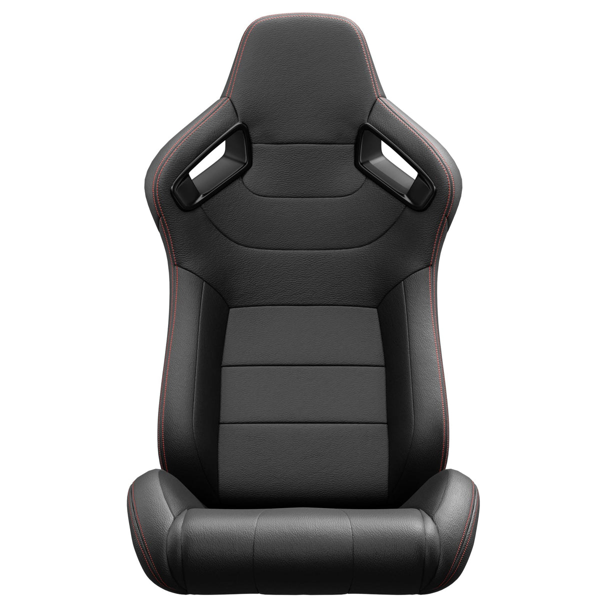 2PCS New Universal Bucket Racing Seats Red Stitch PVC Leather Reclinable Carbon Look Leather Back With Adjustor Slider(Not Including Seat Bracket) - Fab Heavy Parts