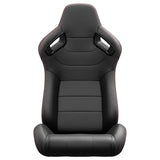 2PCS New Universal Bucket Racing Seats Red Stitch PVC Leather Reclinable Carbon Look Leather Back With Adjustor Slider(Not Including Seat Bracket) - Fab Heavy Parts