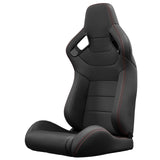 2PCS New Universal Bucket Racing Seats Red Stitch PVC Leather Reclinable Carbon Look Leather Back With Adjustor Slider(Not Including Seat Bracket) - Fab Heavy Parts