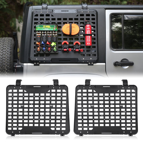 2PCS Rear Window Storage Panel Cargo Shelf Fits for Jeep Wrangler 2007 - 2018 JK 4 Doors Tactical Storage System Multifunctional Flank Kit - Fab Heavy Parts