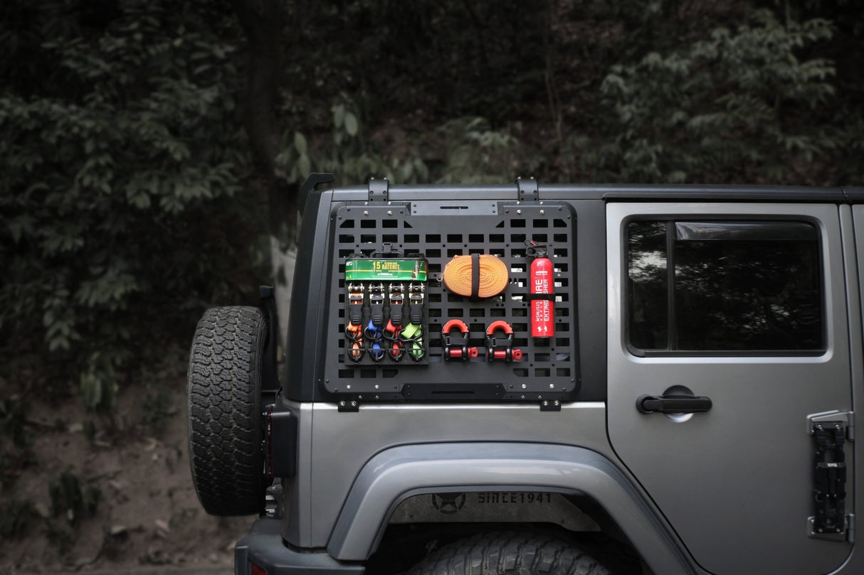 2PCS Rear Window Storage Panel Cargo Shelf Fits for Jeep Wrangler 2007 - 2018 JK 4 Doors Tactical Storage System Multifunctional Flank Kit - Fab Heavy Parts