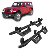 2PCS Running Boards For 18 - 25 Jeep Wrangler JL Black Powder Coated Side Steps Bars - Fab Heavy Parts