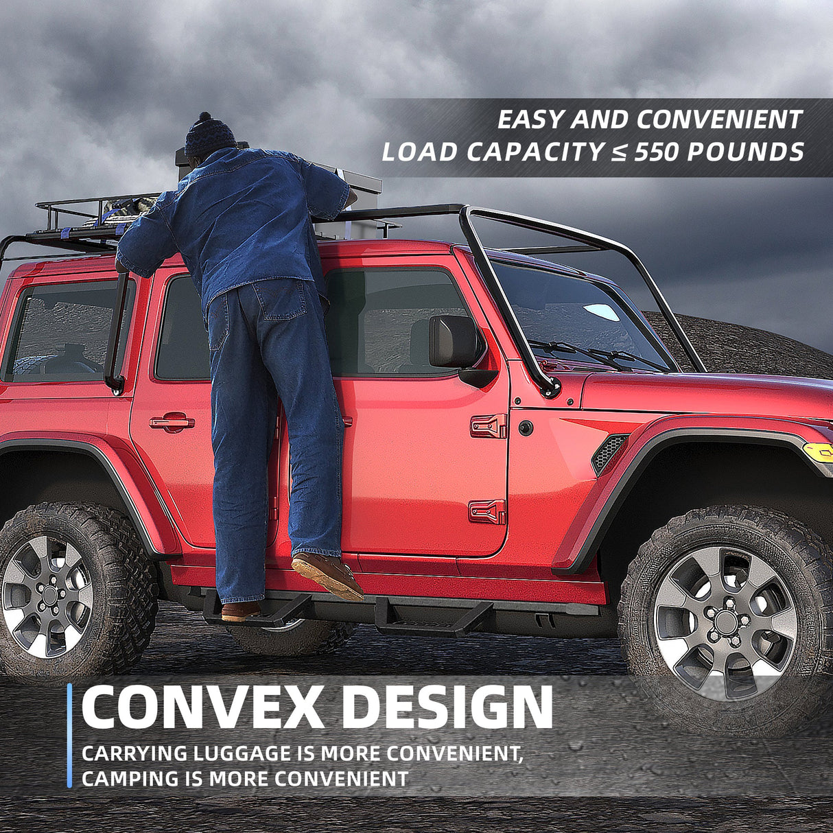 2PCS Running Boards For 18 - 25 Jeep Wrangler JL Black Powder Coated Side Steps Bars - Fab Heavy Parts