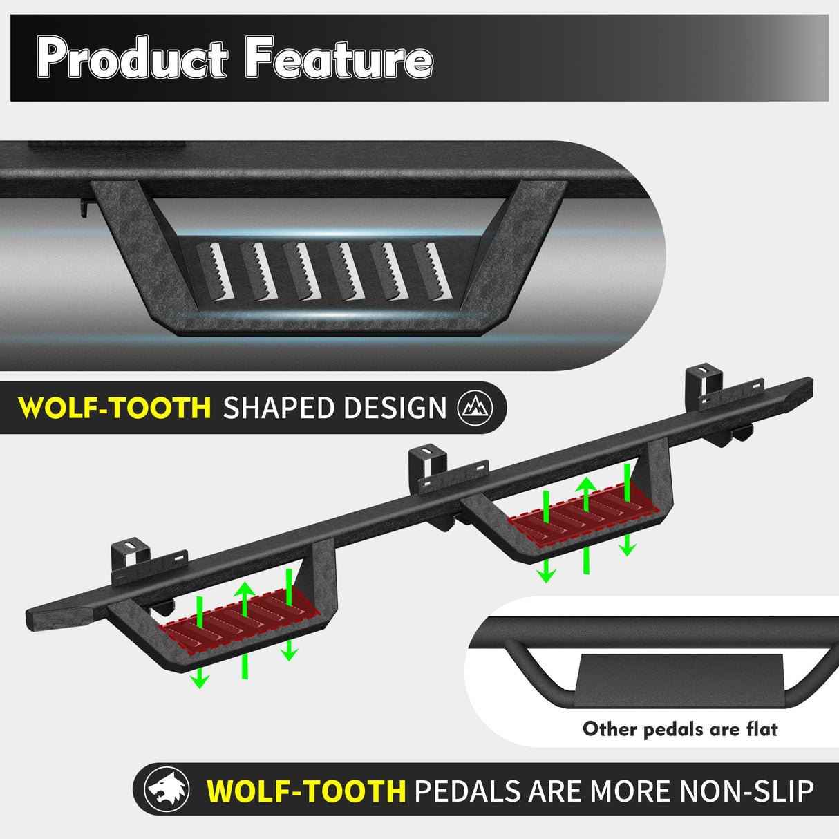 2PCS Running Boards For 18 - 25 Jeep Wrangler JL Black Powder Coated Side Steps Bars - Fab Heavy Parts
