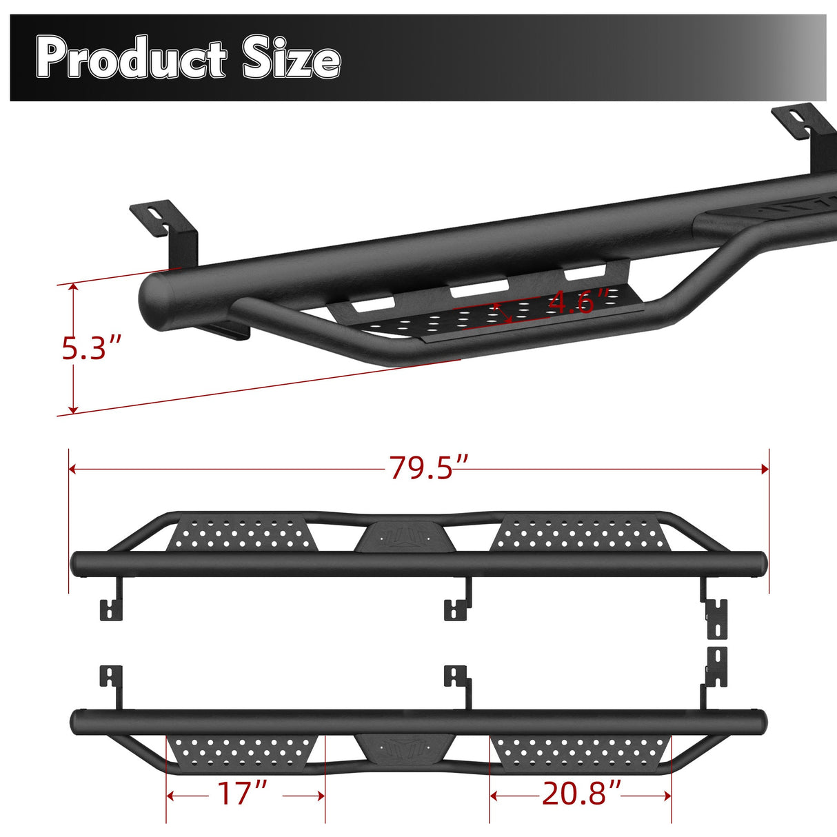 2PCS Running Boards For 2005 - 2023 Toyota Tacoma 4 Doors Double Cab Side Steps Bars - Fab Heavy Parts