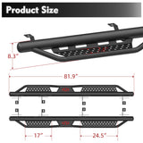 2PCS Running Boards For 2018 - 2025 Jeep Gladiator JT 4 Full Size Doors Two Stairs 6" Coated Black Powder Coated Side Steps - Fab Heavy Parts