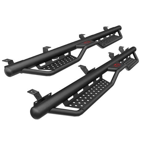 2PCS Running Boards For 2018 - 2025 Jeep Gladiator JT 4 Full Size Doors Two Stairs 6" Coated Black Powder Coated Side Steps - Fab Heavy Parts