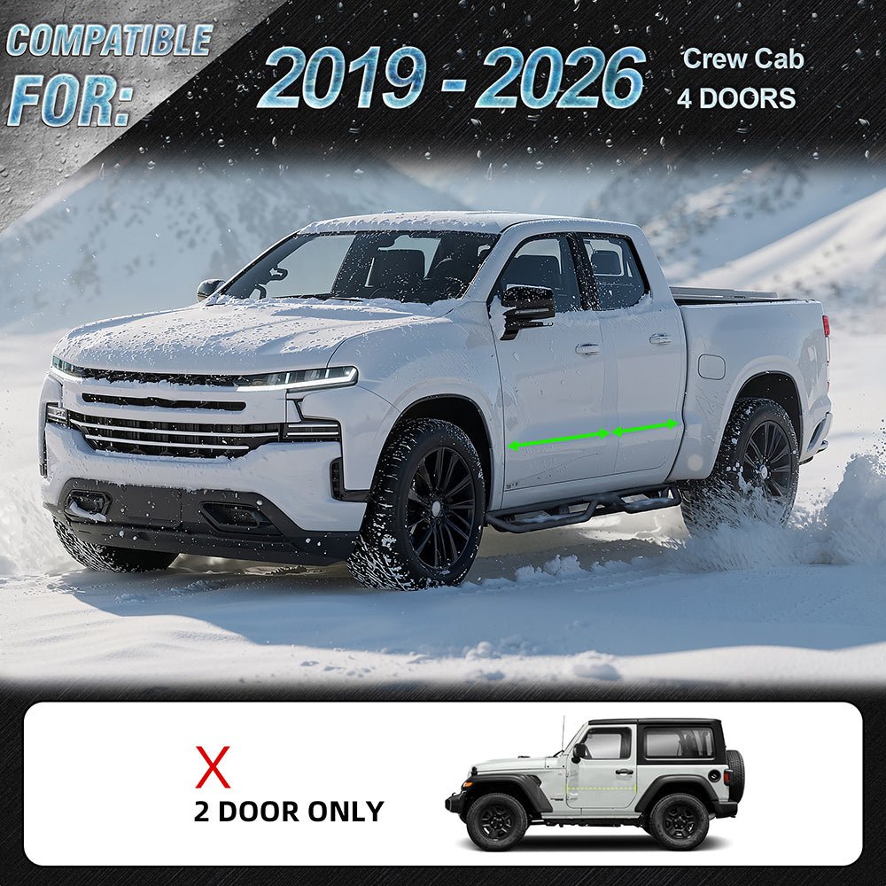 2PCS Running Boards Nerf Bars For 2019 - 2025 Chevy Silverado GMC Sierra 1500 Crew Cab - Fab Heavy Parts