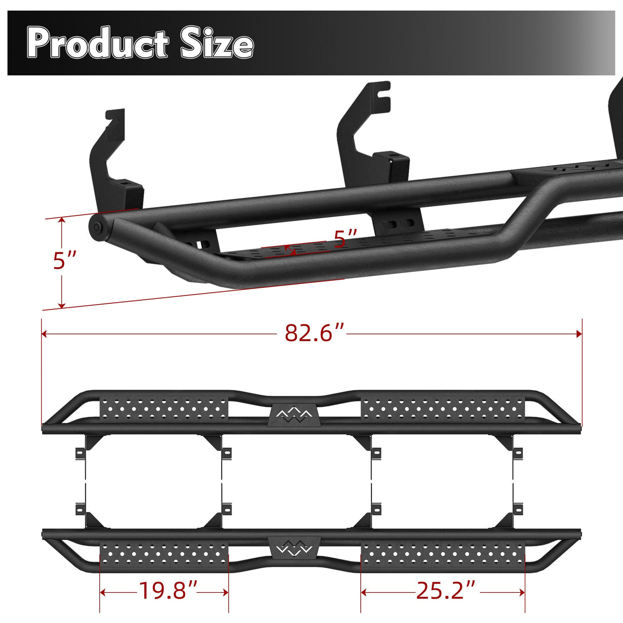2PCS Running Boards Nerf Bars For 2019 - 2025 Chevy Silverado GMC Sierra 1500 Crew Cab - Fab Heavy Parts