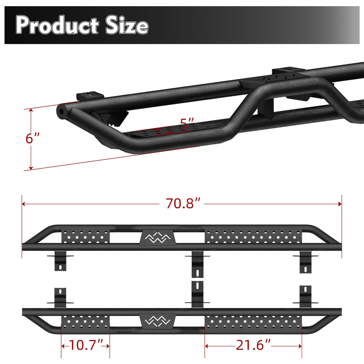 2PCS Running Boards Nerf Bars Side Steps For 07 - 18 Jeep Wrangler JK Unlimited 4 Door - Fab Heavy Parts