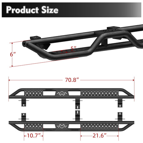 2PCS Running Boards Nerf Bars Side Steps For 07 - 18 Jeep Wrangler JK Unlimited 4 Door - Fab Heavy Parts