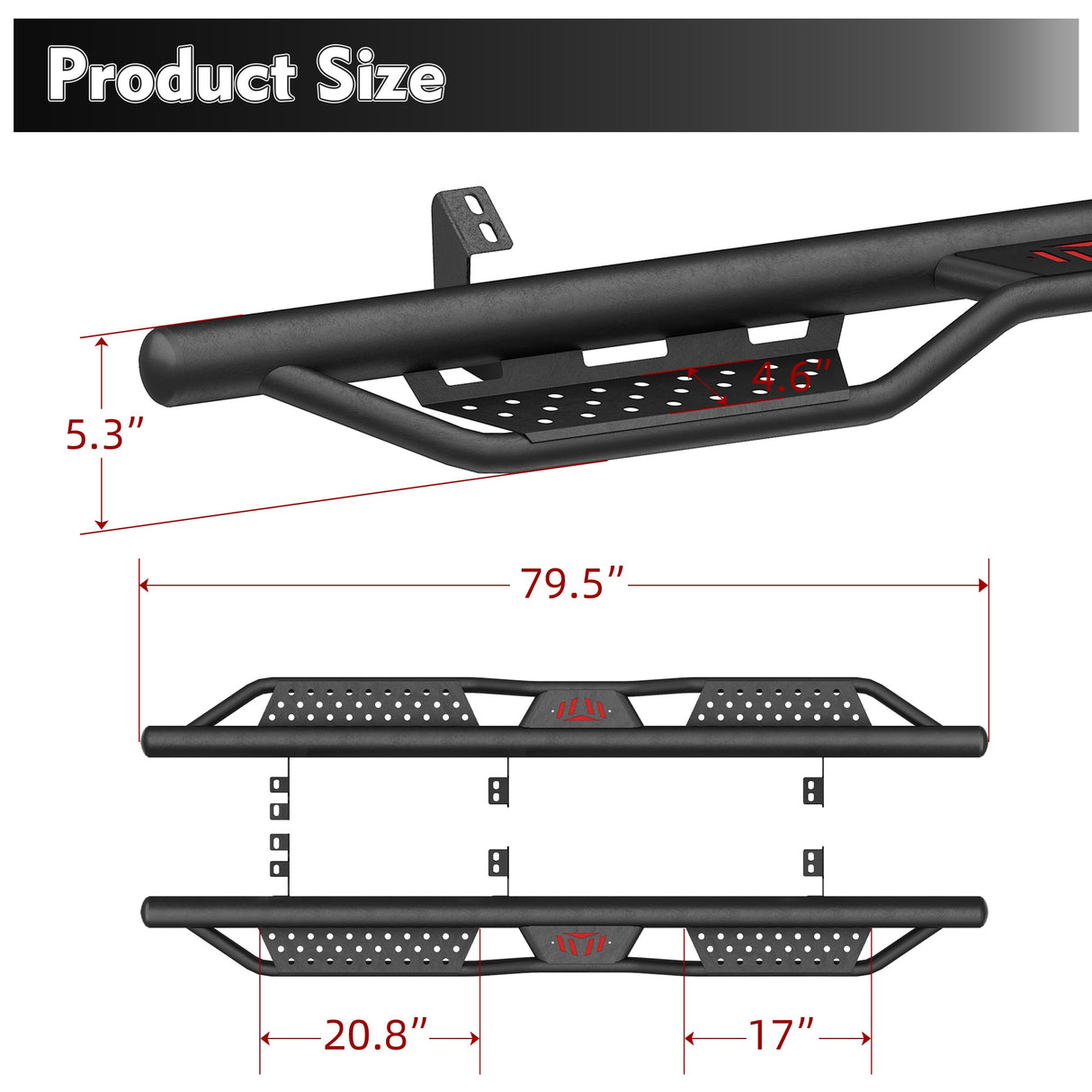 2PCS Running Boards Side Steps For 2024 2025 Toyota Tacoma Double Cab Drop Nerf Bars - Fab Heavy Parts
