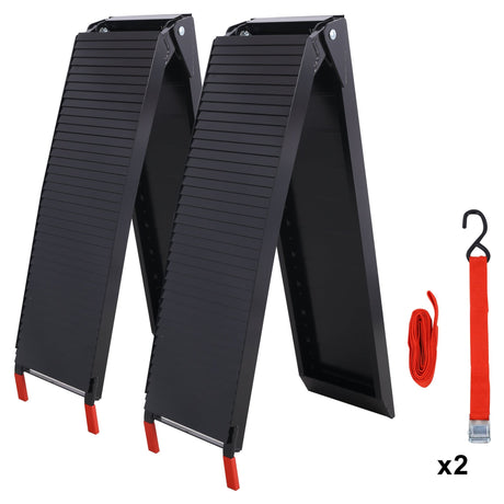 2PCS Truck Ramps 80"x12" Portable Loading Ramp 1500 LBS Capacity Aluminum Folding with Handle & Buckle - Black Coating - Fab Heavy Parts