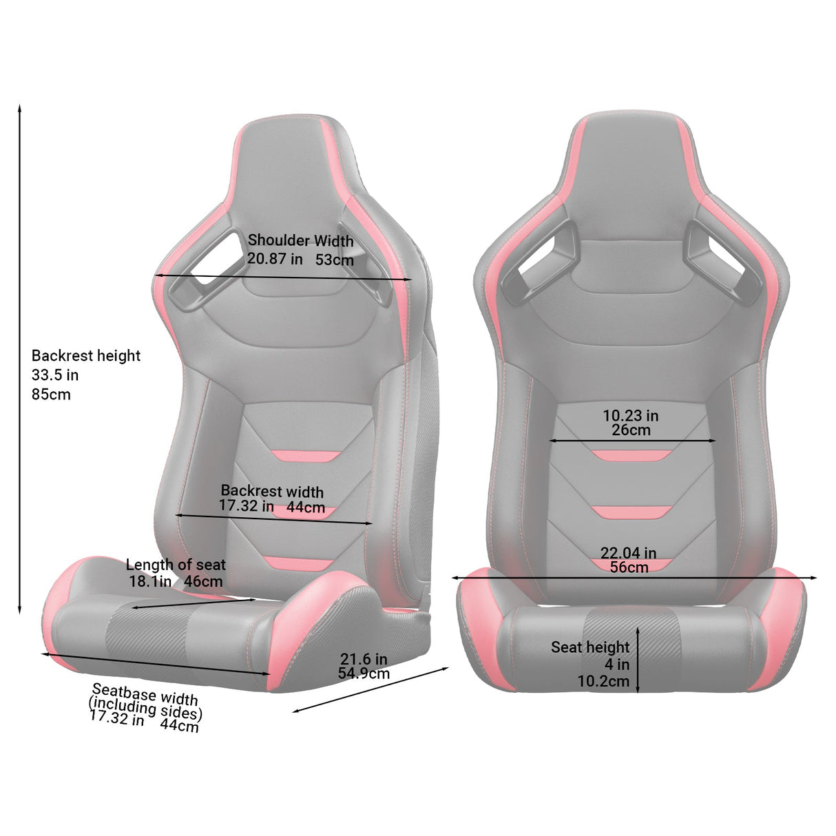 2PCS Universal Bucket Racing Seats Red Stitch Red PVC Leather Reclinable Carbon Look Leather Back With Adjustor Slider(Not Including Seat Bracket) - Fab Heavy Parts